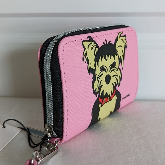 marc tetro Yorkie Wallet Wristlet Zip Around PVC Saffiano Pink Gift Boxed NWT - Picture 4 of 12